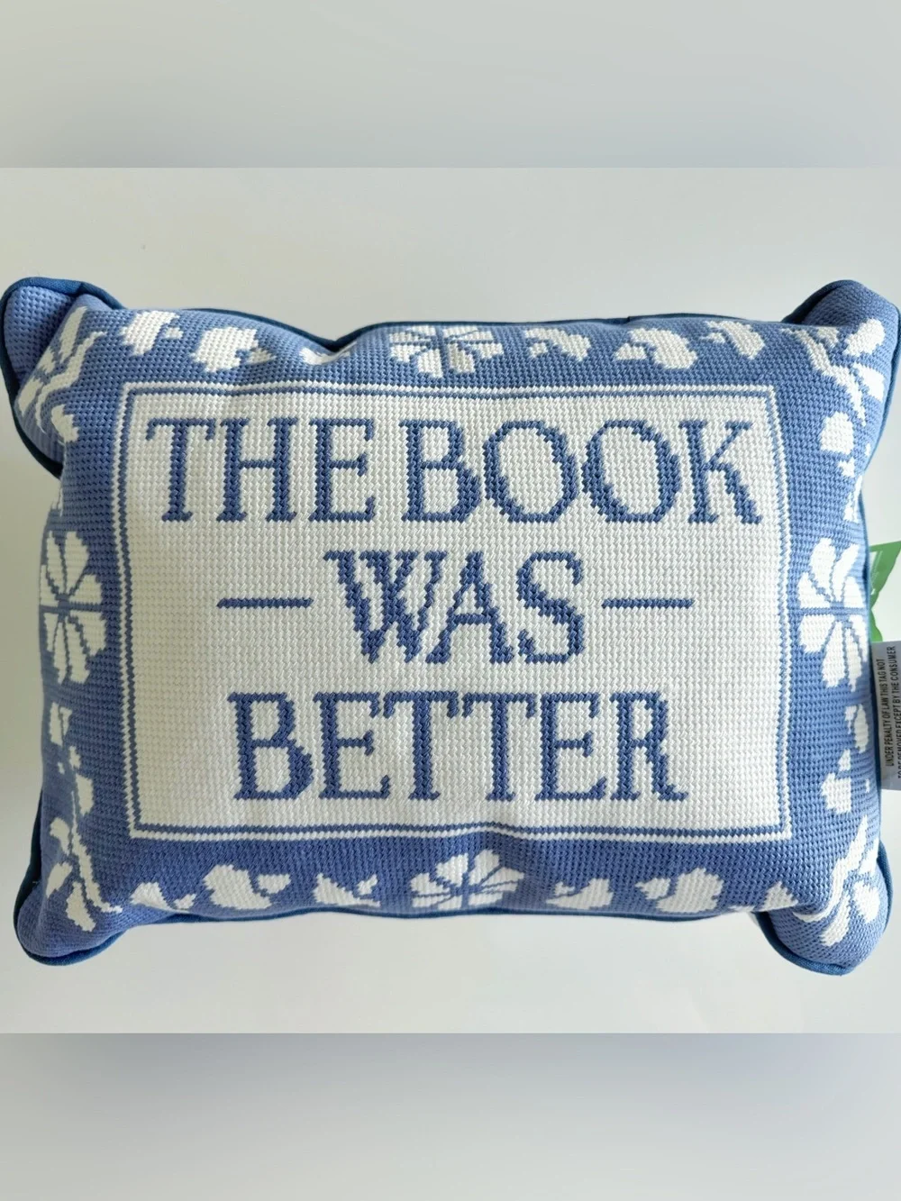 NWT Needlepoint “Book was Better” pillow 16x12 - Picture 1 of 4